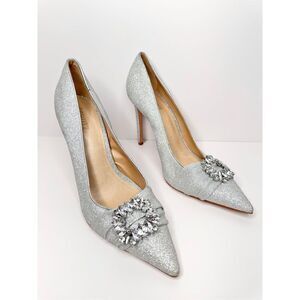 SCHUTZ Pumps‎ Womens Size 10B Embellished Silver Pointed Toe Heels